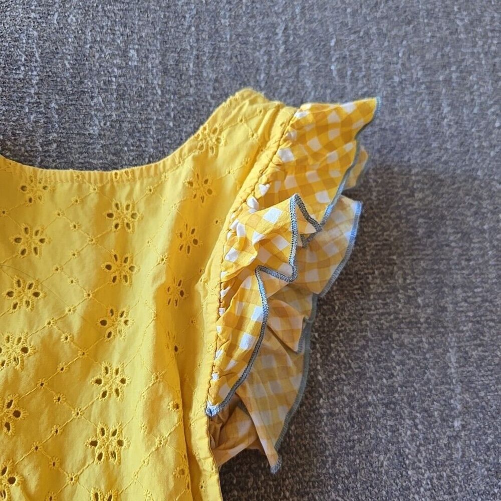 Matilda Jane SPLENDID SUNSHINE PINAFORE Dress 8 Yellow Eyelet Daydream Goldilock - Picture 6 of 10